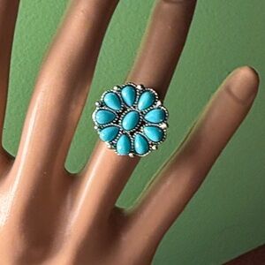 SALE 🎁Turquoise Floral Statement Ring